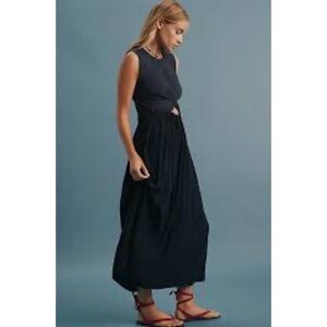 Isabel Navy Blue Maxi Dress with Front Cutout Size Large